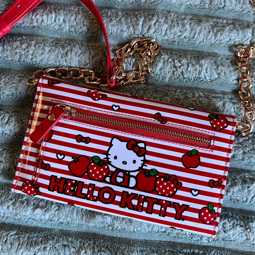 Hello Kitty Red and White Striped Crossbody Apple MagSafe phone case wallet